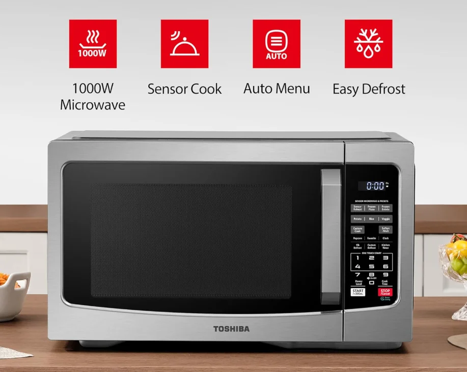 Countertop Microwave Oven 1.2 Cu Ft, 12.4 In. Removable Turntable, Silver