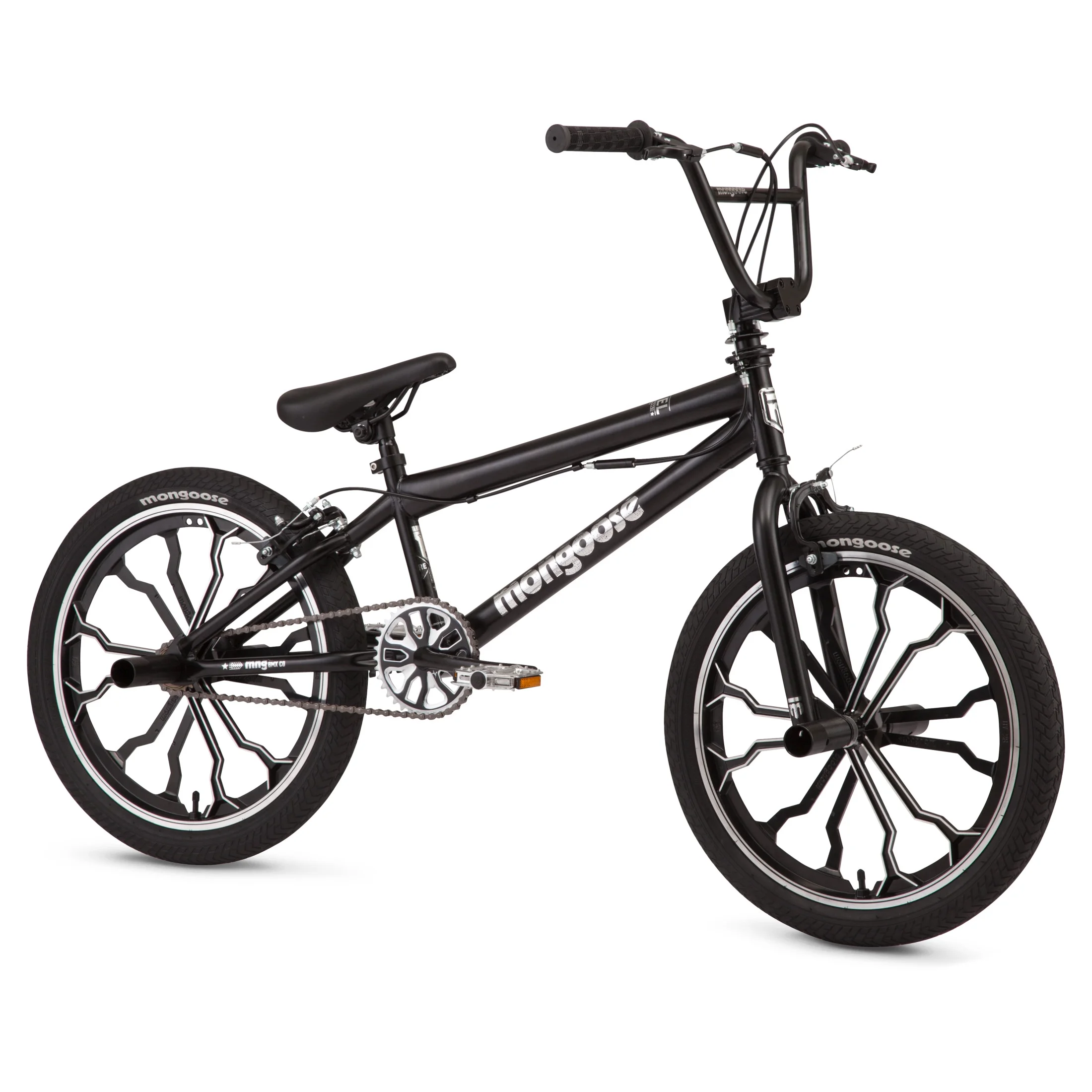 Mongoose Rebel Kids BMX Bike, 20-in. Wheels, Children & Tweens Ages 7-13, Black Bicycle