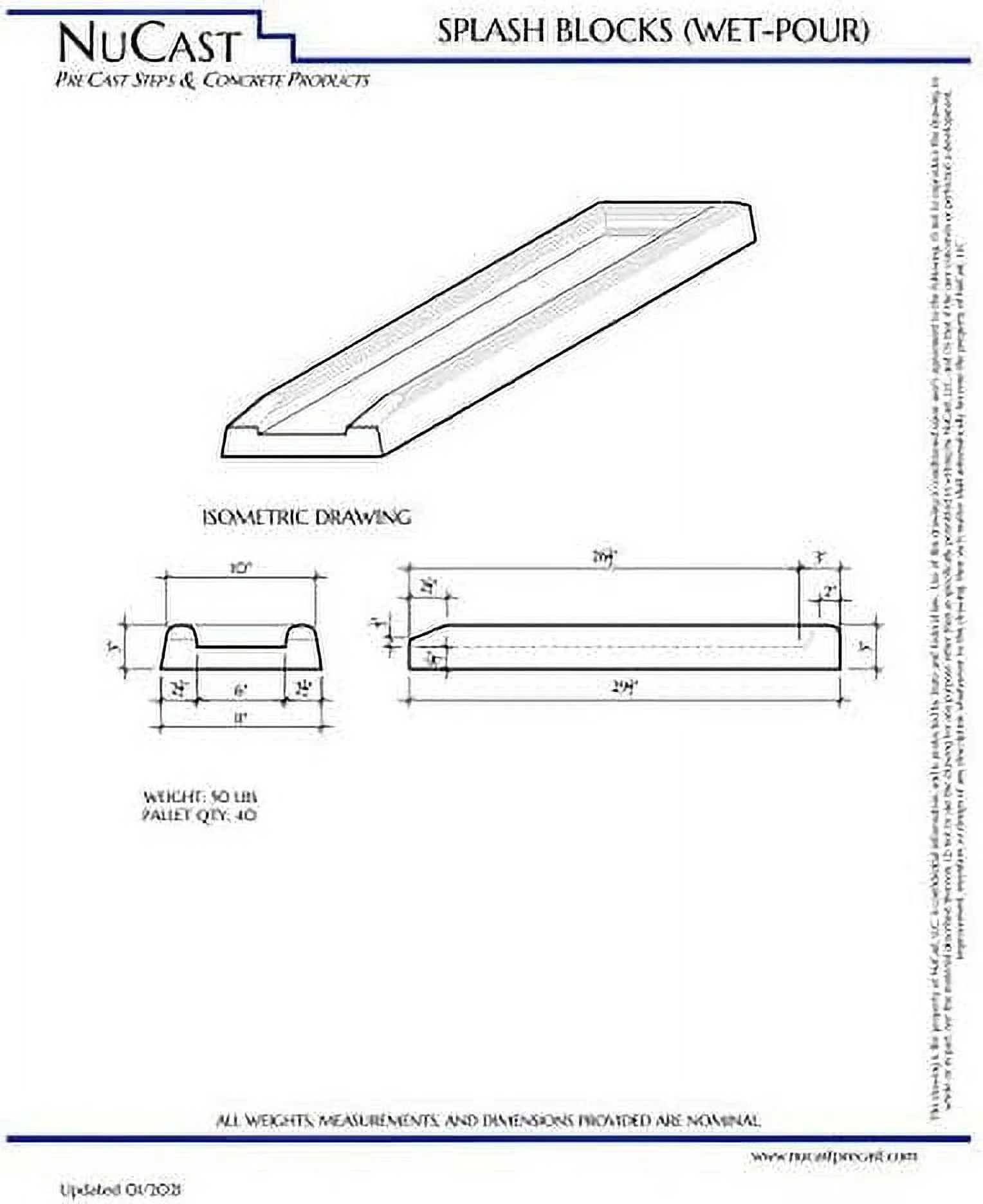 NuCast Precast Concrete Splash Block for Water and Rain Drainage from Home, Gutter, Downspout 3