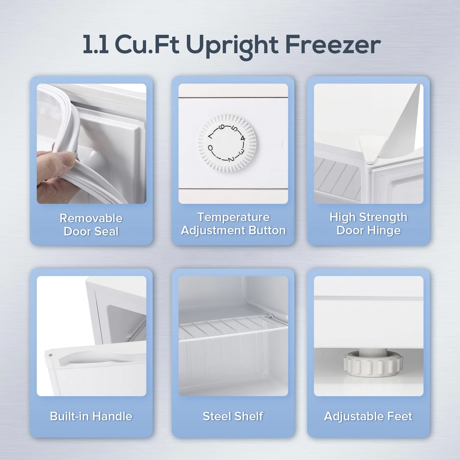 KNDKO Upright Freezer, 1.2cu.ft Mini Freezer with Adjustable Thermostat & Removable Shelves, Stand Up Freezer for Home/Office/Dorm, White