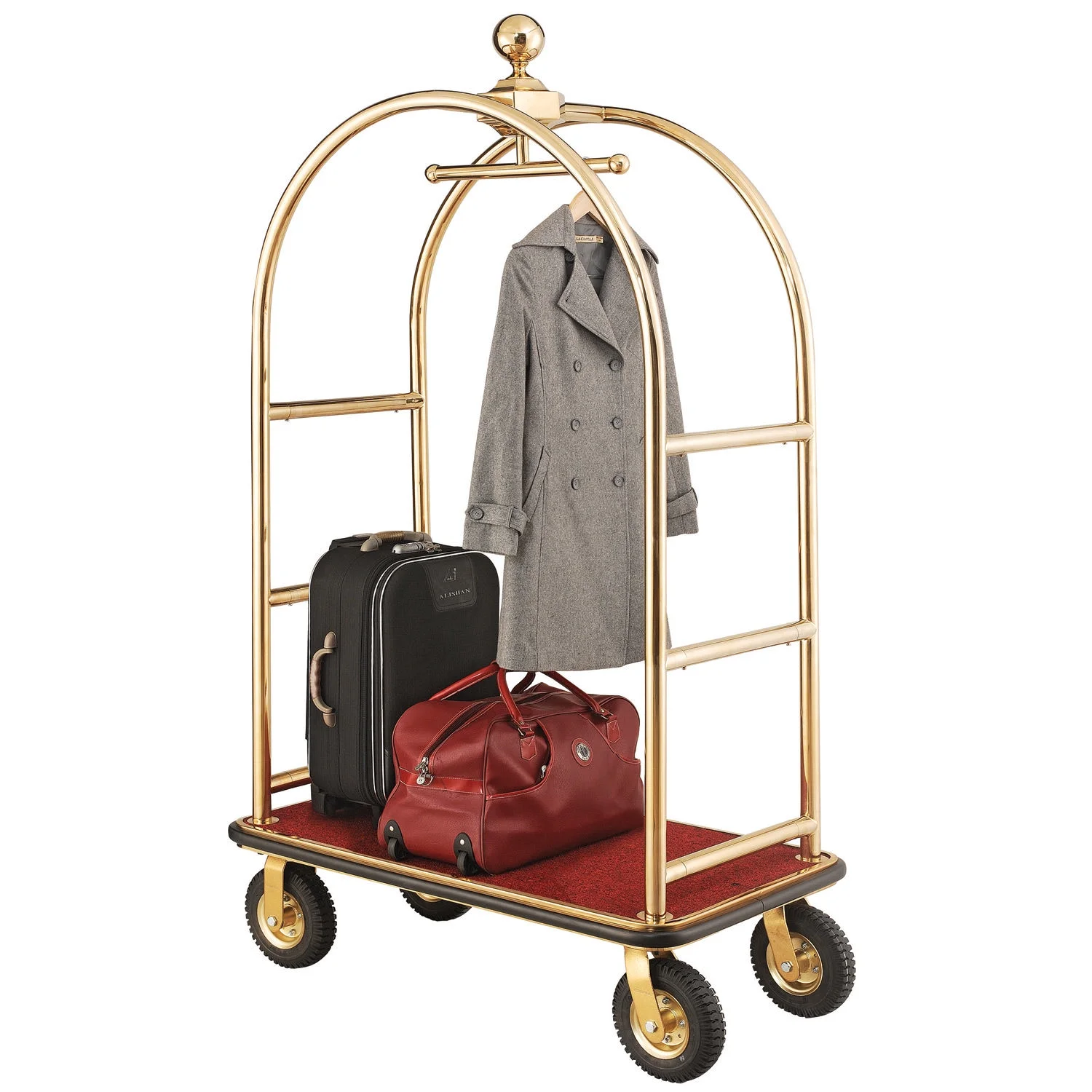 Gold Stainless Steel Bellman Cart Curved Uprights 8
