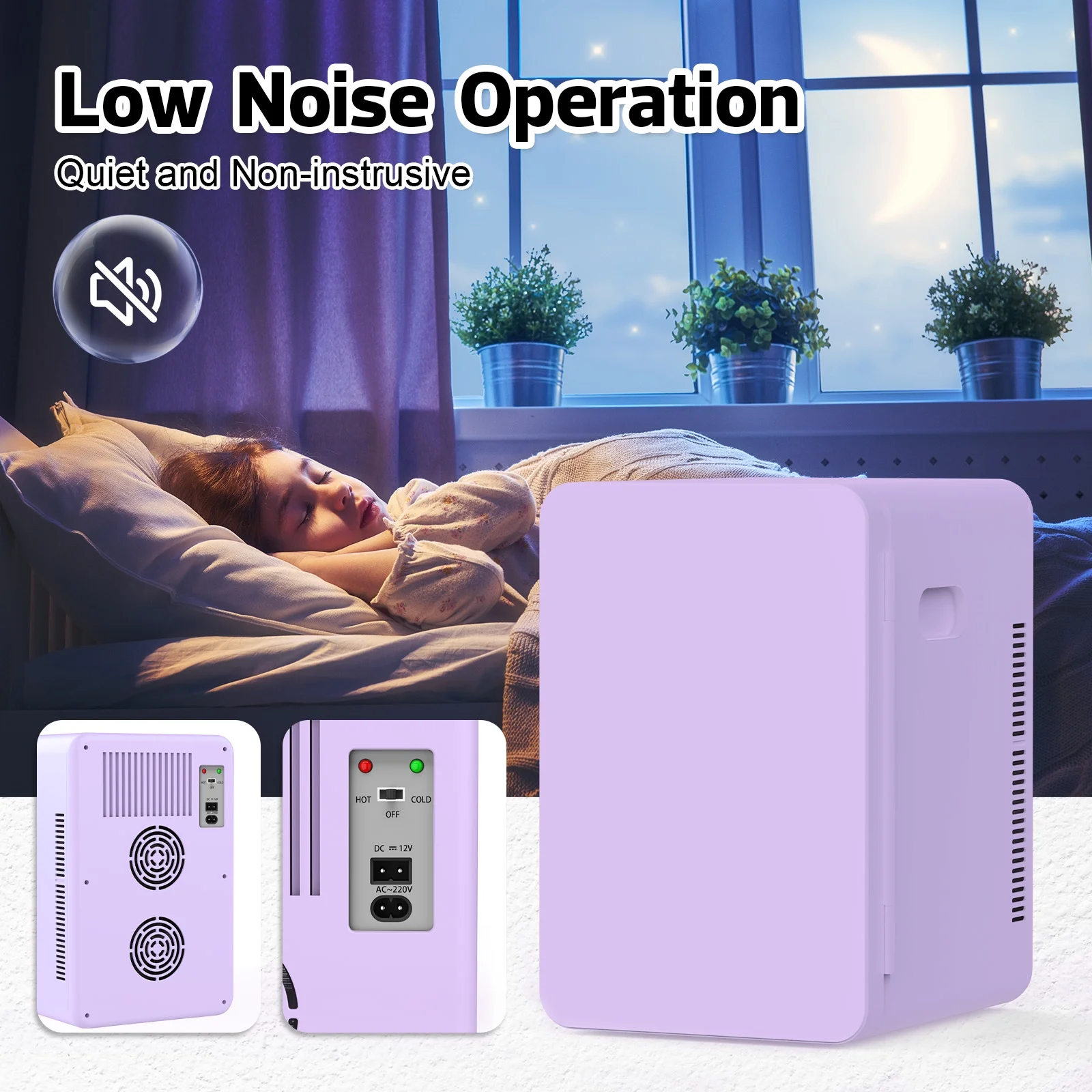 Advwin 22L Mini Fridge Cooler, Compact Personal Refrigerators for Skincare, Beverage, Purple